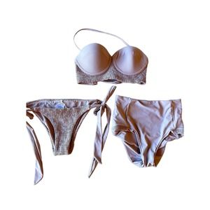 Tori Praver Smocked Lavender Bikini 3 PIECE SET